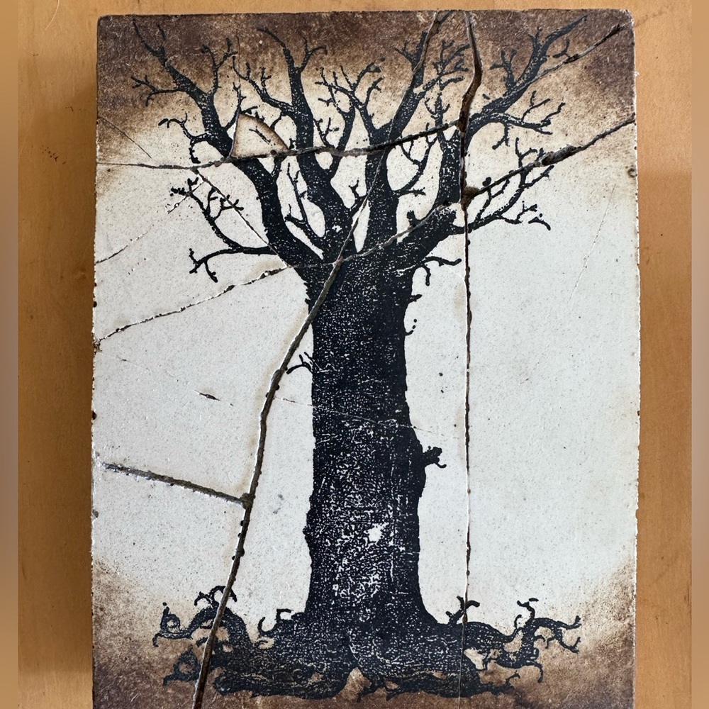 Sid Dickens Black Tree Print with Cream and Brown Accents Limited Edition